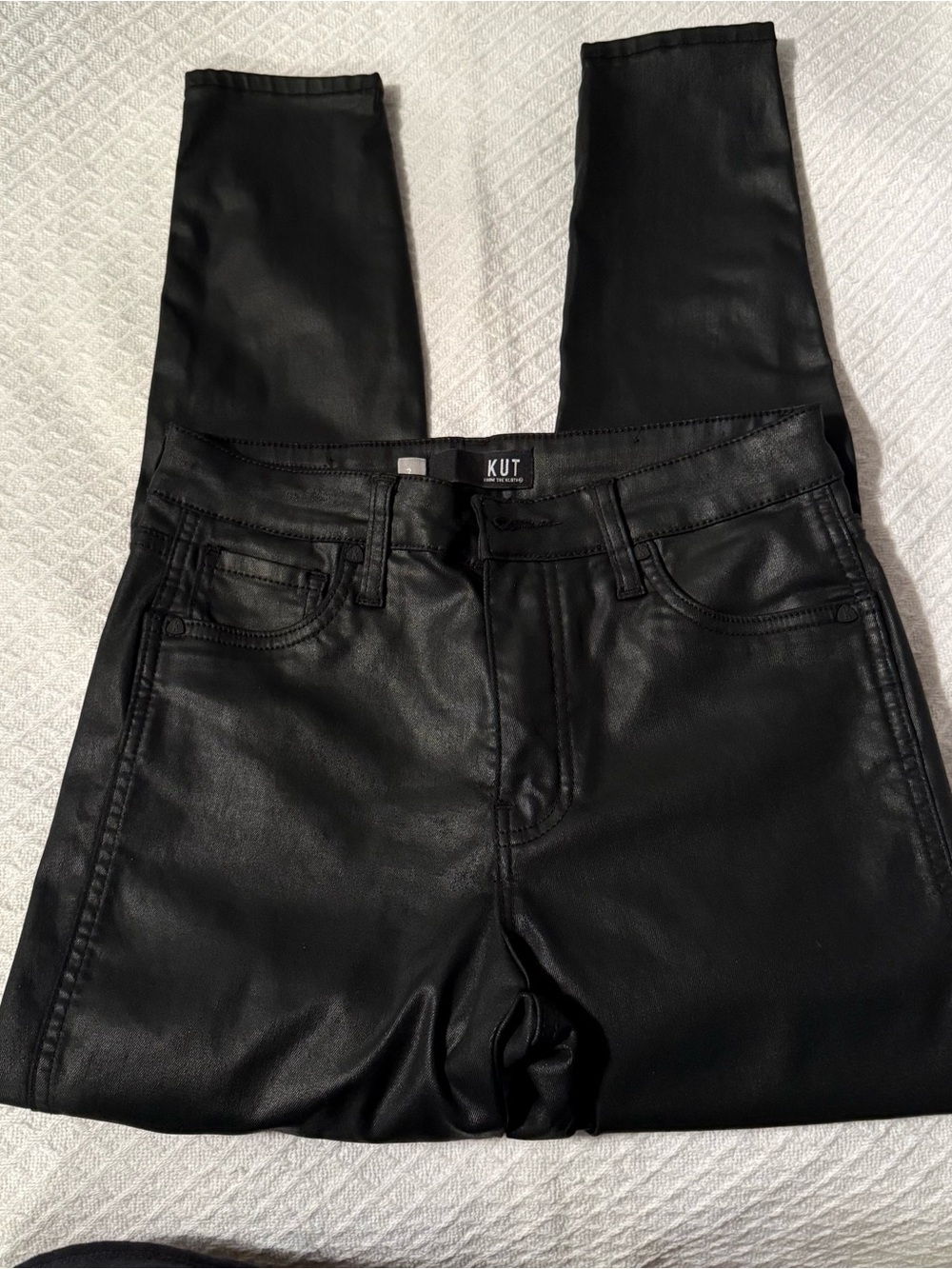 Kut from the Kloth Black Faux Leather Skinny jeans